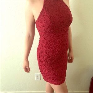 Ladies red laced short dress